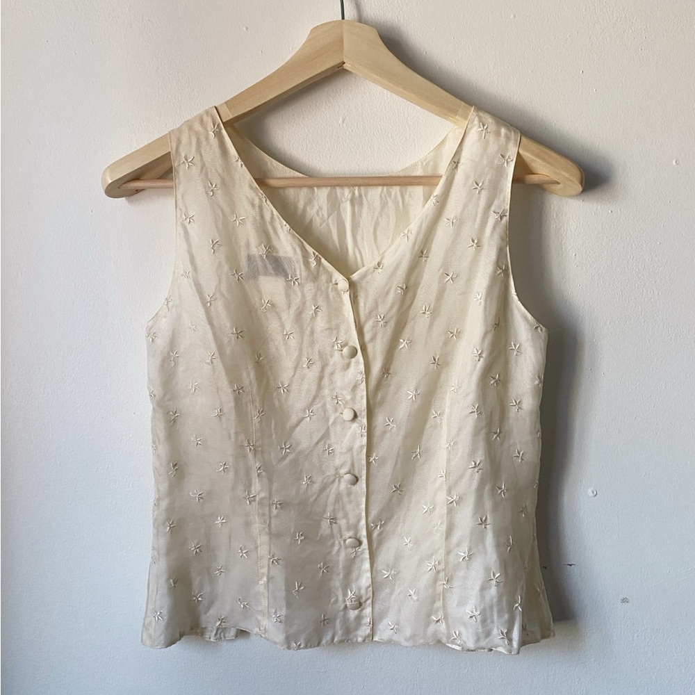 Saks Fifth Avenue Cream Sleeveless Top